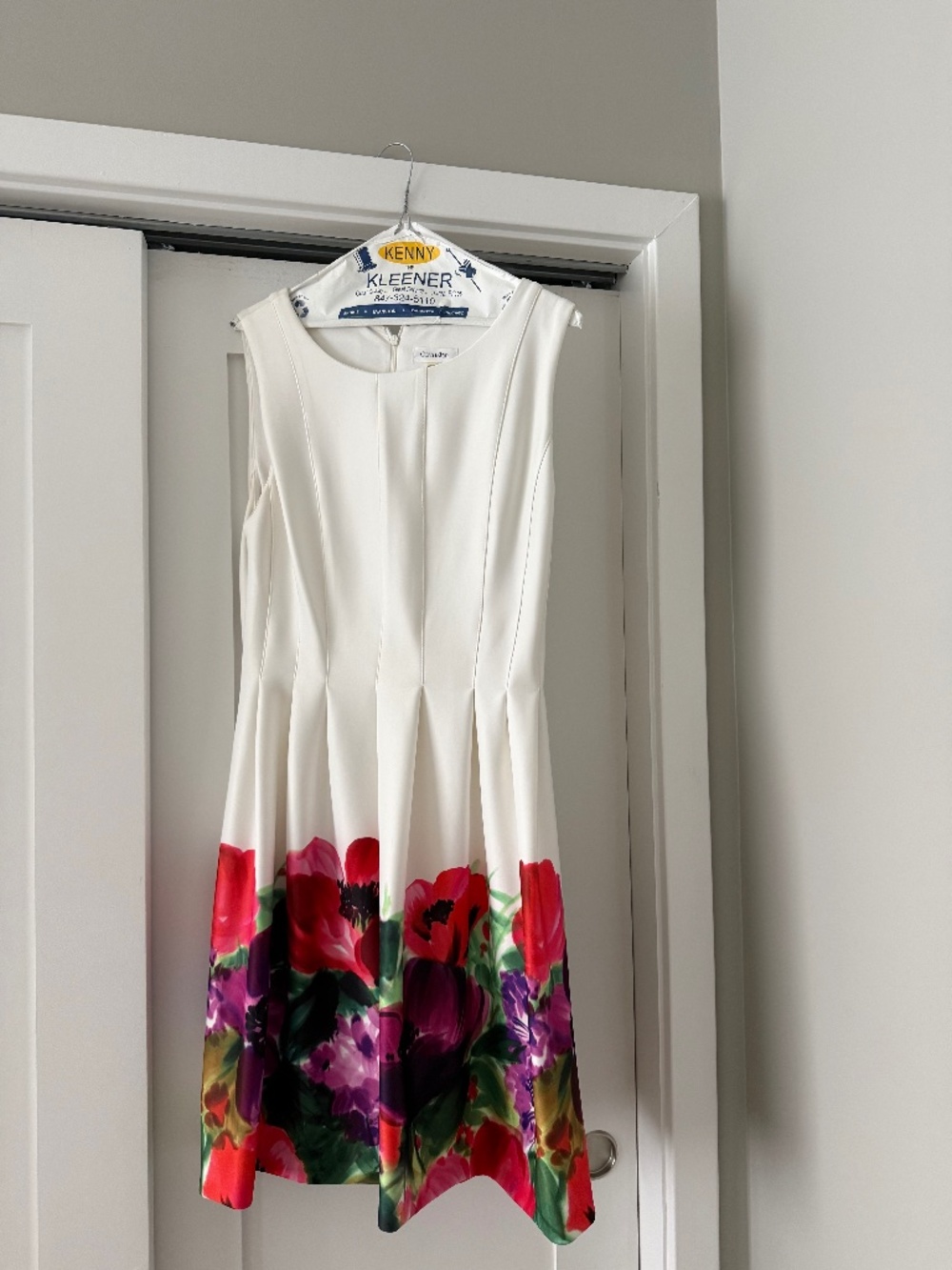 Calvin Klein fit and flare sleeveless dress floral design